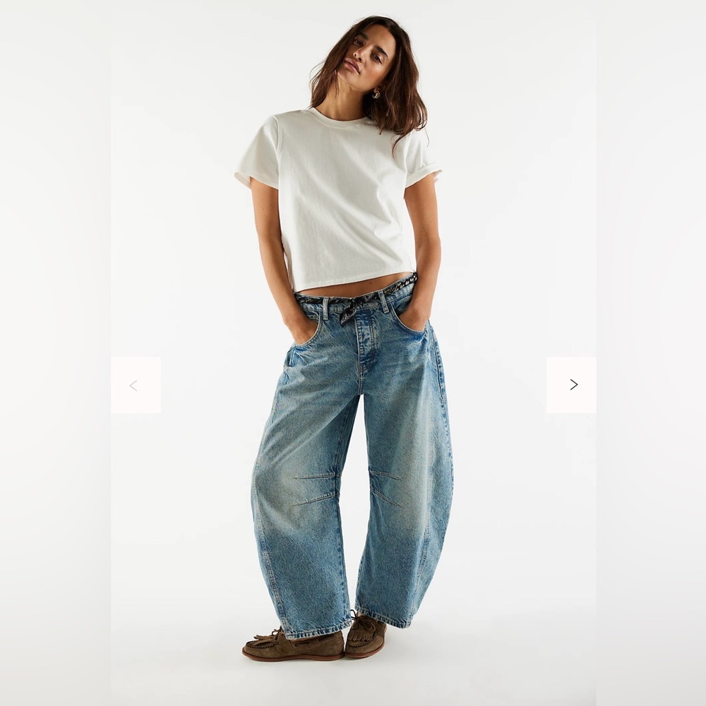 We The Free Good Luck Mid Rise Barrel Jeans in Ultra Light Beam Size 27 - Picture 7 of 15